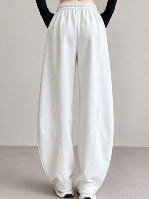 Full Size Drawstring Loose Fit Wide-Leg Sweatpants in Light Gray-Spring And Fall-Tall with seam detail