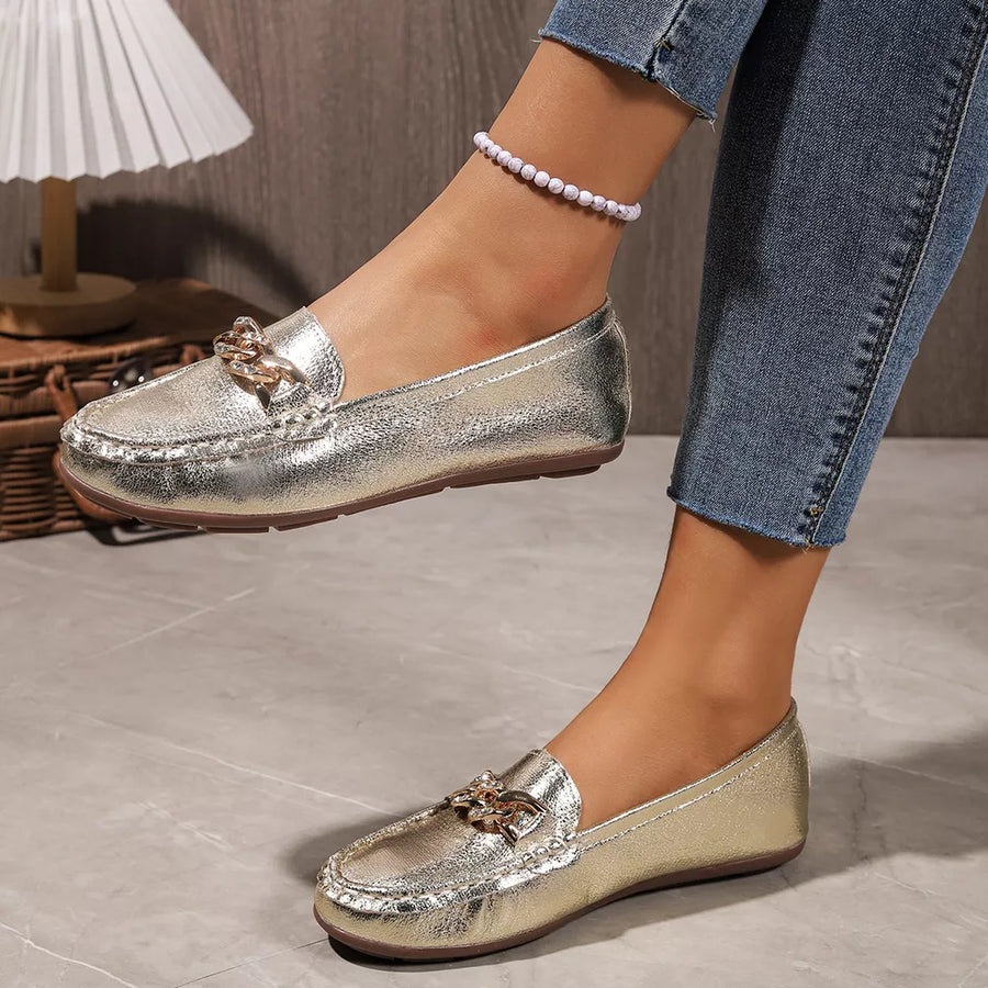 loafers in Gold with round toe and not applicable
