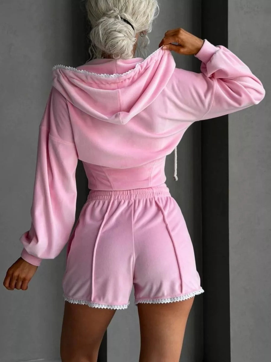 athleisure zip hoodie in Orange with hooded