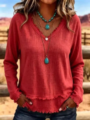 bohemian blouse in Pink with v-neck