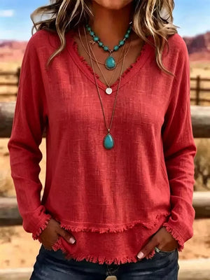 bohemian blouse in Pink with v-neck