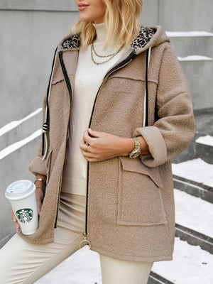 100% polyester Care instructions: Machine wash cold zip hoodie in Khaki with relaxed silhouette