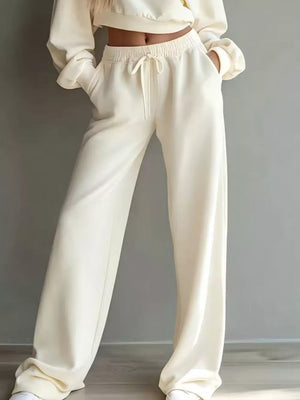 athleisure lounge set in Light Gray with round neck