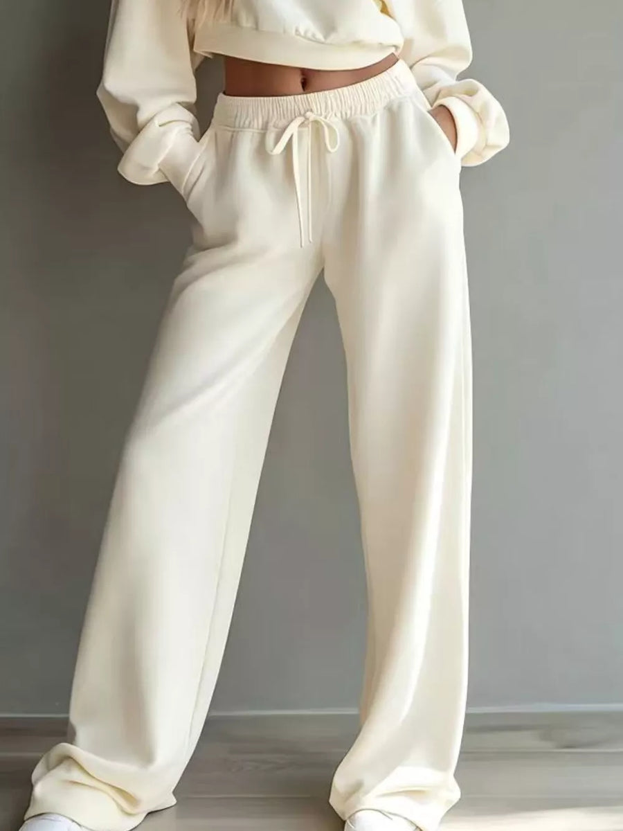 athleisure lounge set in Light Gray with round neck