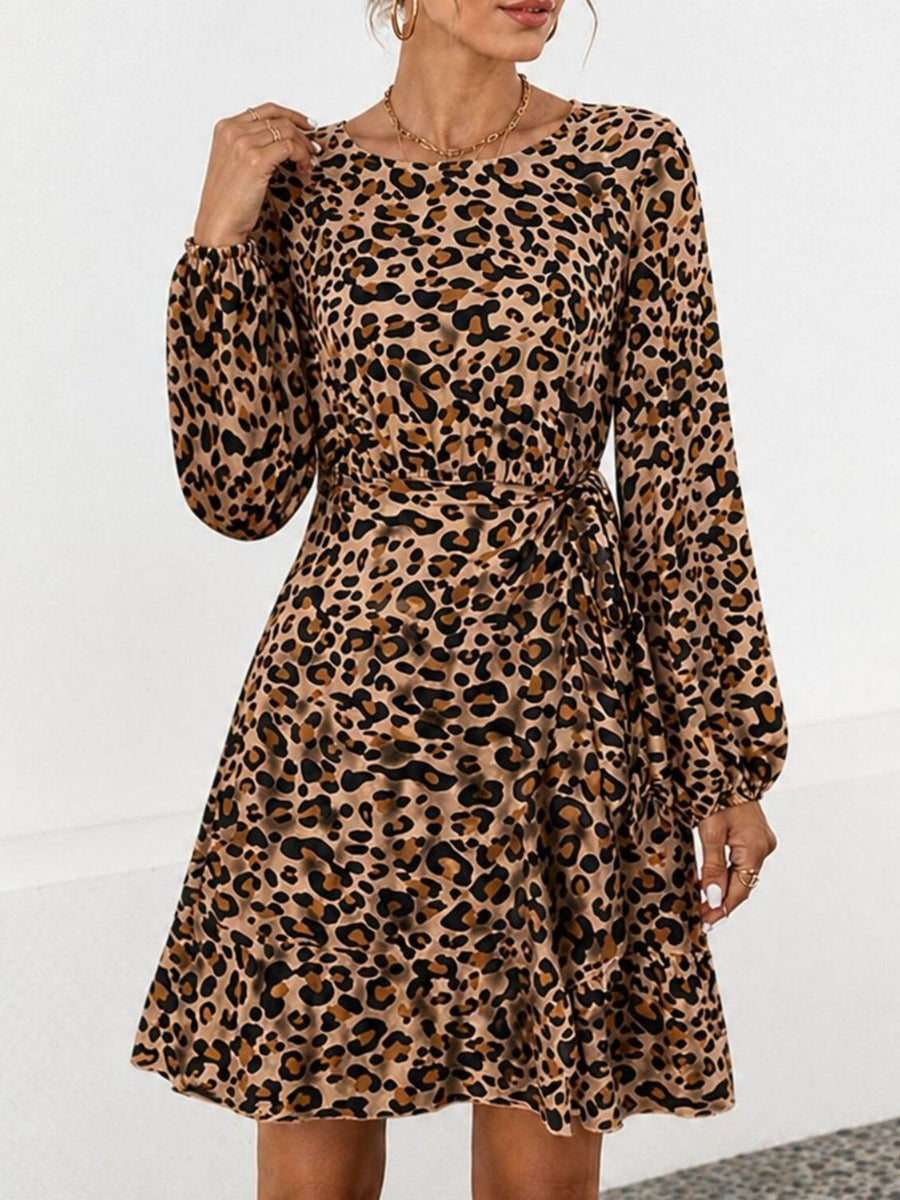 edgy mini dress in white with round neck