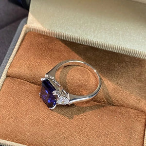 925 sterling silver,Cultivating royal sapphire Care instructions: Avoid wearing ring in Royal Blue with three-stone