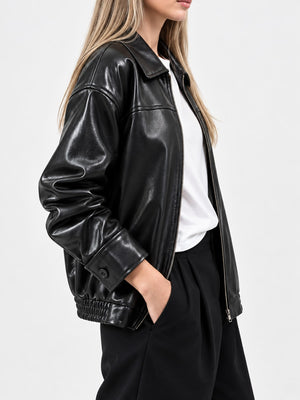 100% polyester Care instructions: Hand wash cold bomber jacket in Coffee with relaxed silhouette