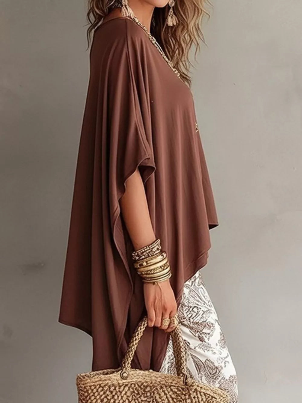 Green blouse with plus-size and dolman sleeve