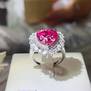 ring featuring heart-shaped in silver with Platinum-Plated,925 sterling silver,Moissanite Carat weight: 5ct Care instructio