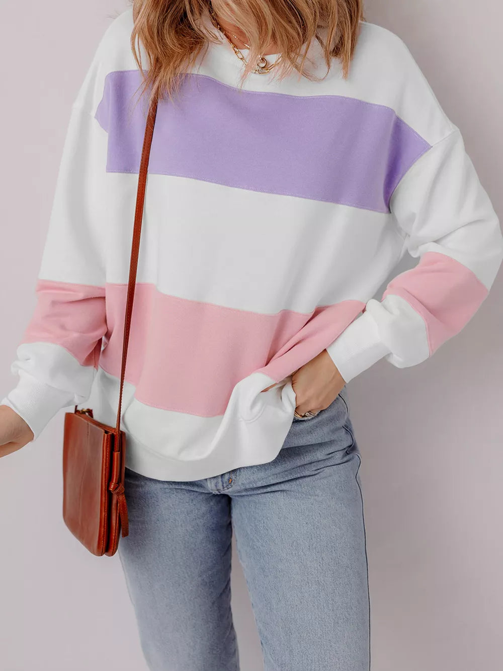 Multicolor Colorblock Patchwork Drop Shoulder Sweatshirt