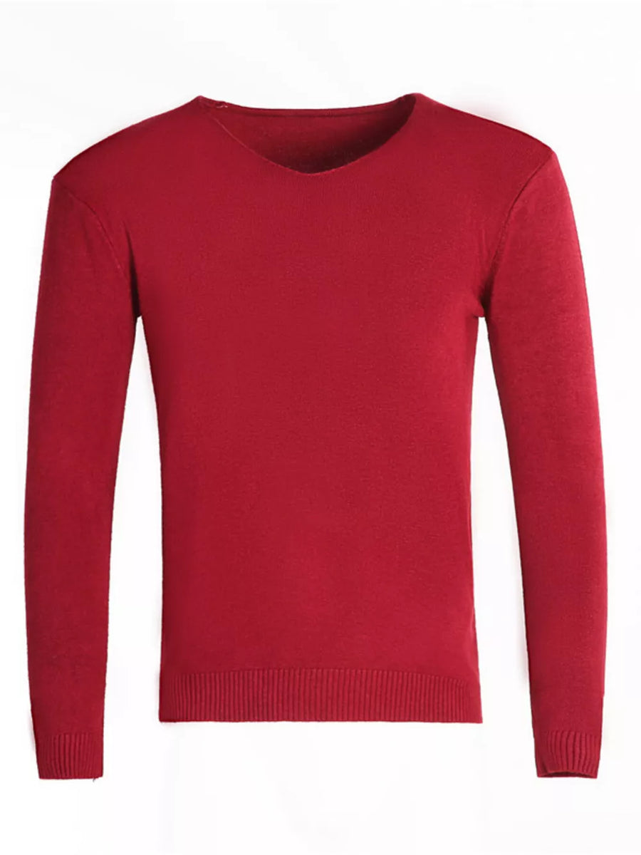 Grey Men's Plus Size Solid Color Long Sleeve Knit Top