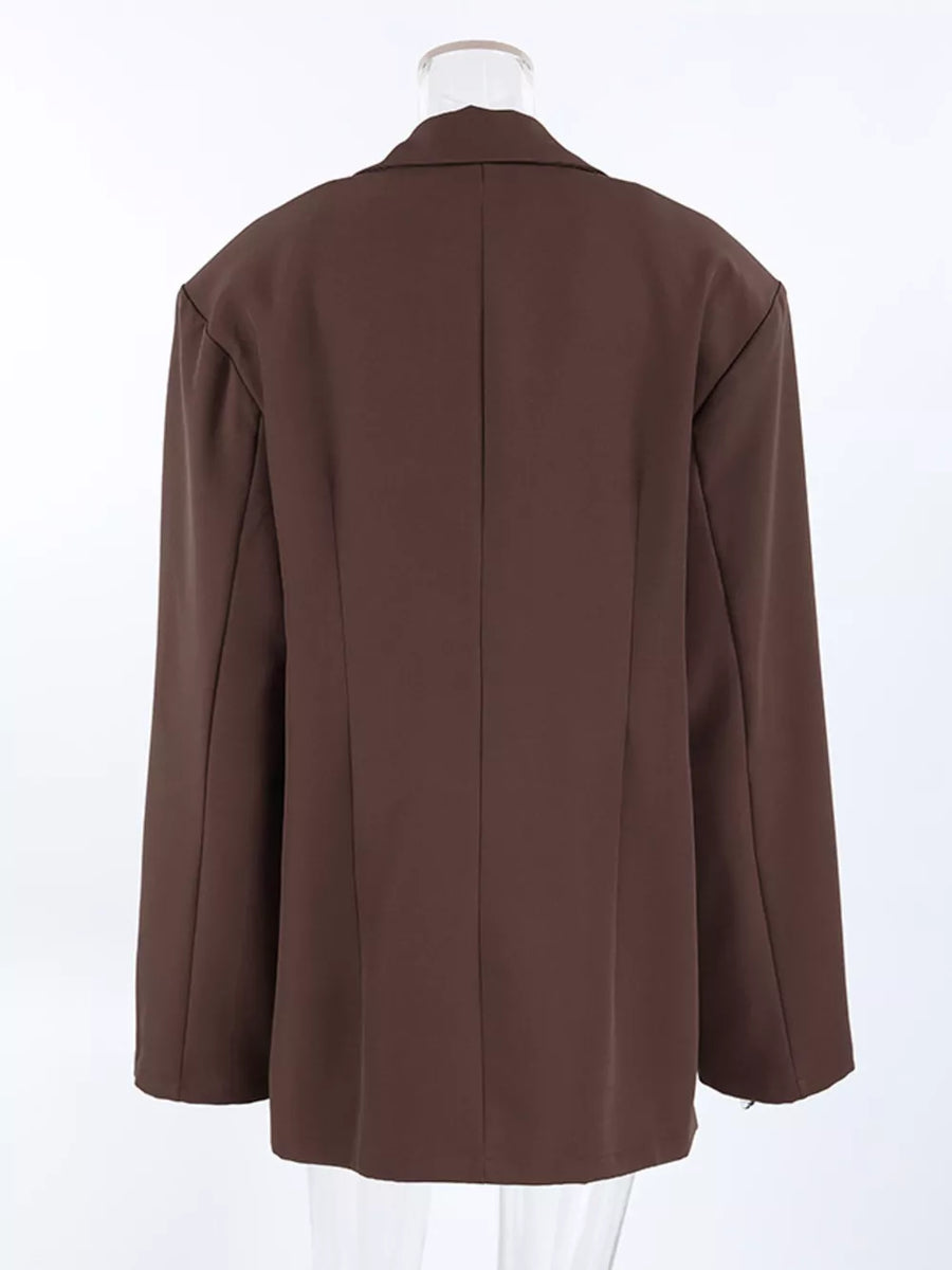 Brown oversized blazer with notch lapel