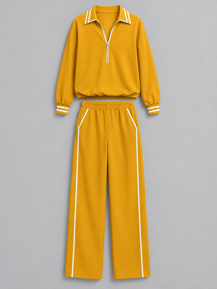 Black sweatshirt and pants set with hip-length and half-zip