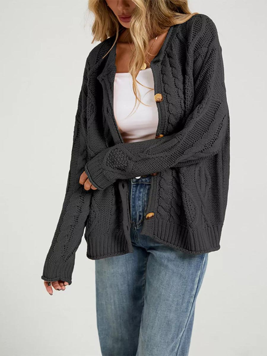 classic cardigan in Gray with v-neck