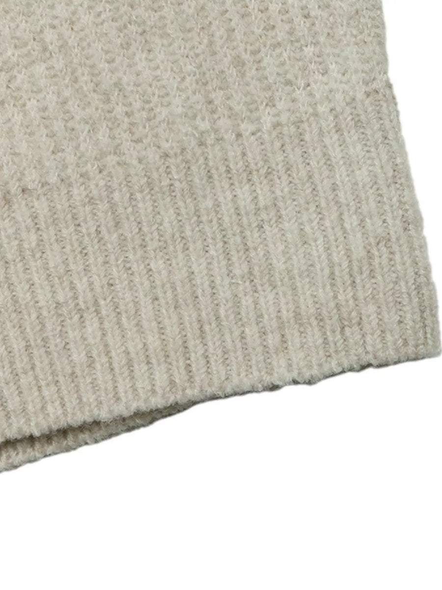 Khaki relaxed pullover sweater with collared