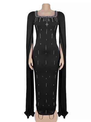 100% polyester Care instructions: Machine wash cold maxi dress in Royal Blue with fitted silhouette