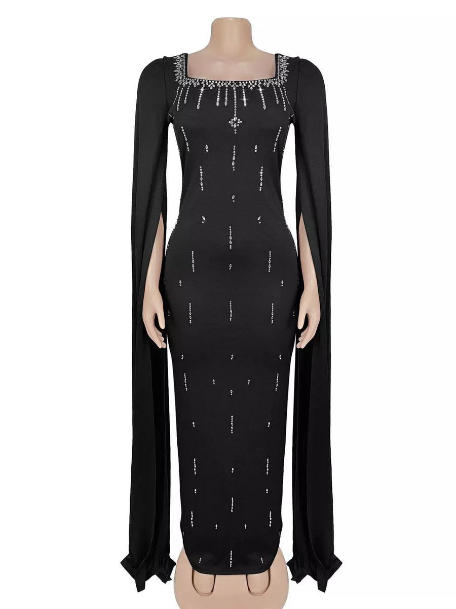 100% polyester Care instructions: Machine wash cold maxi dress in Royal Blue with fitted silhouette