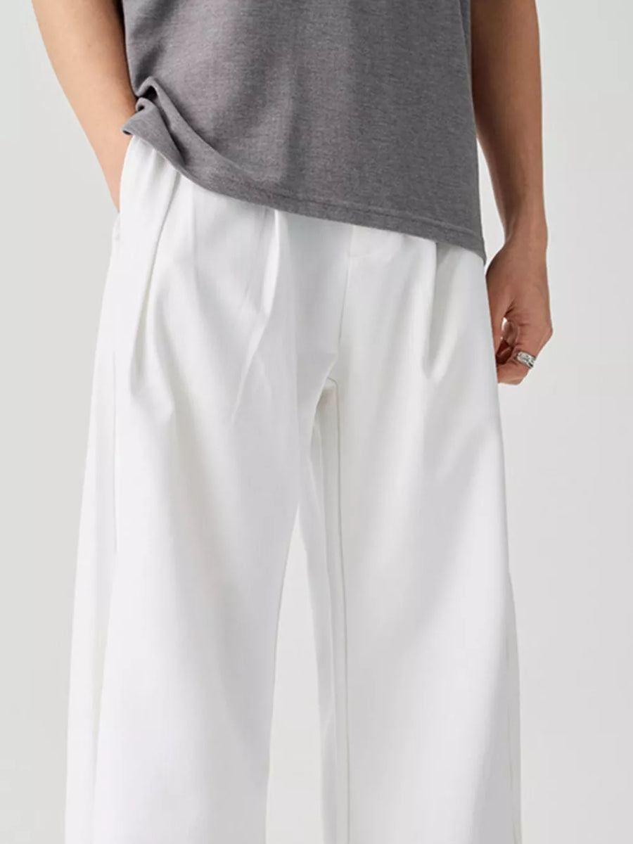 Dark Blue Men S Wide Leg Casual Pants