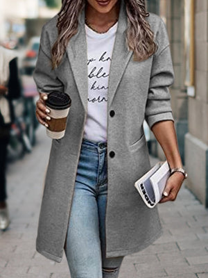 classic overcoat in Khaki with notch lapel