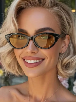 PC Frame material: Polycarbonate Lens material: Polycarbonate Temple material: P sunglasses in Caramel with cat-eye