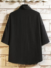 95%cotton, 5%spandex Care instructions: Machine wash cold kimono shirt in White. with relaxed silhouette