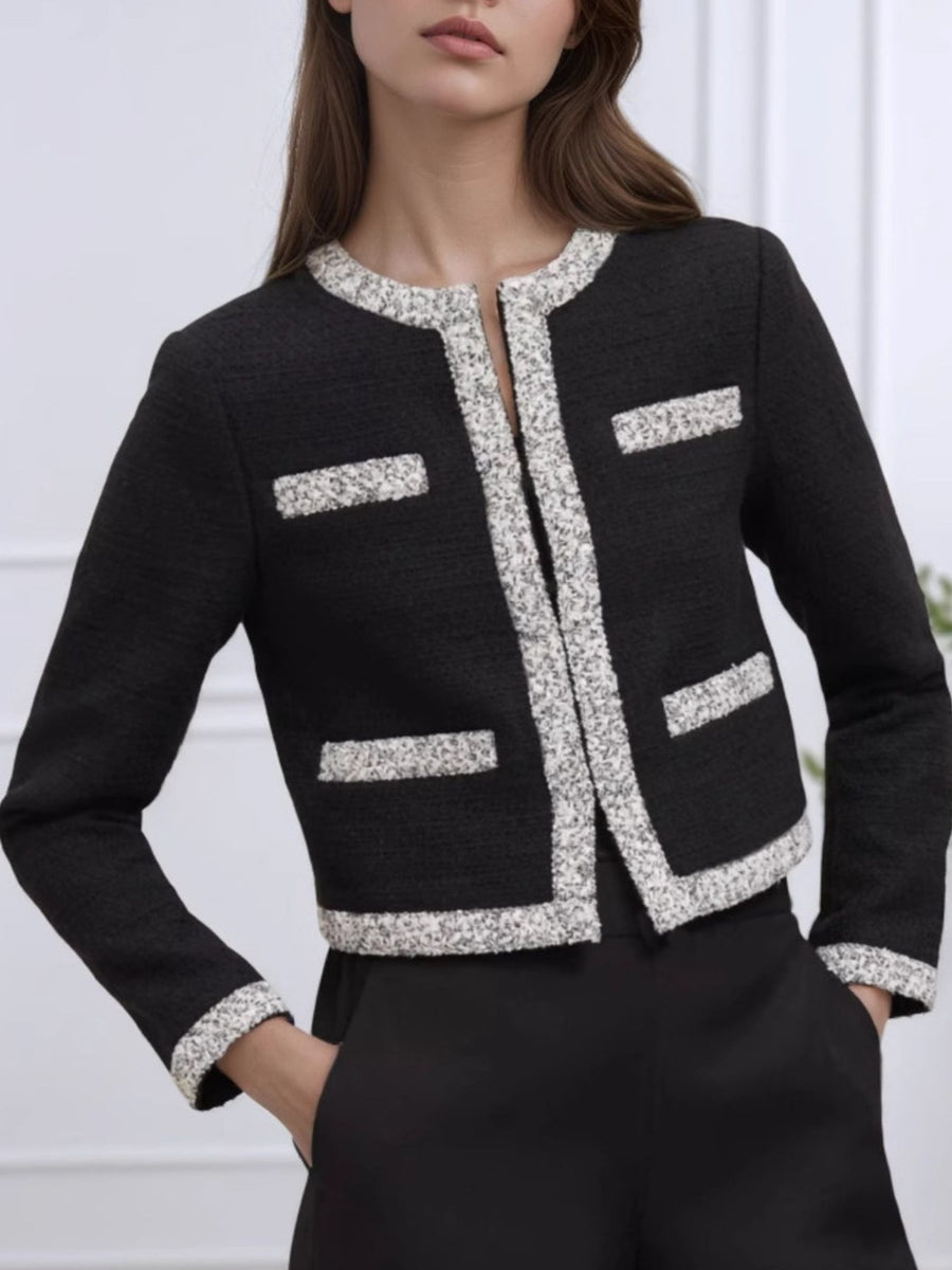 95% polyester, 5% spandex Care instructions: Machine wash cold blazer in ivory with fitted silhouette