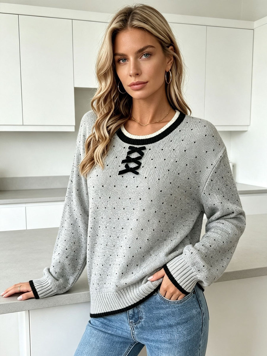 ivory regular pullover sweater with round neck