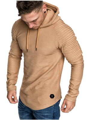 pullover hoodie in Khaki with ribbed and ribbed