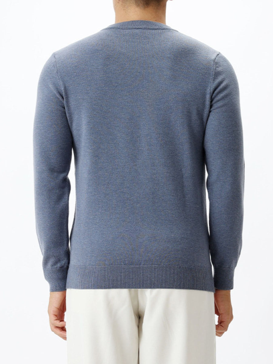 Brown regular crewneck sweater with crew neck