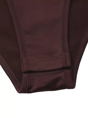 dark brown bodysuit with pullover and polka dot