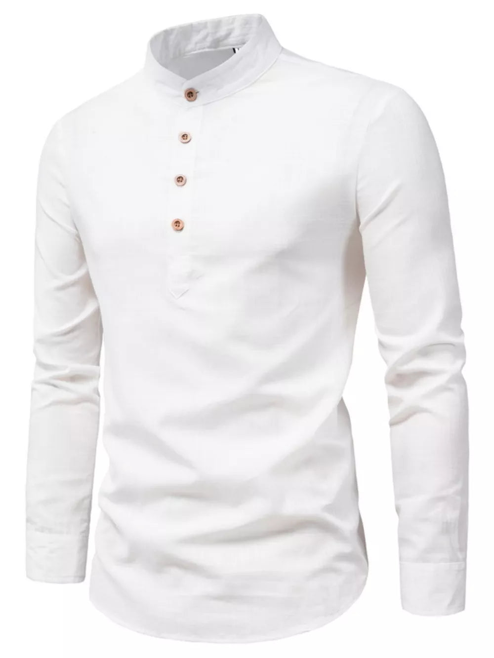 Men's Plus Size Casual Mandarin Collar Shirt in Grey