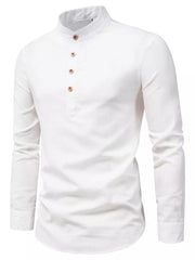 Men's Plus Size Casual Mandarin Collar Shirt in Grey