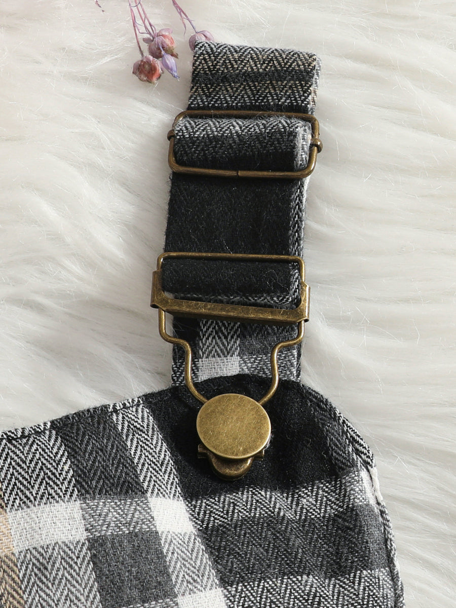 skirt set featuring plaid in black with 95%cotton,5%spandex Care instructions: Machine wash cold texture