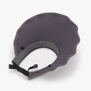 Dark Gray scalloped brim sun visor with adjustable strap and textured inner band.