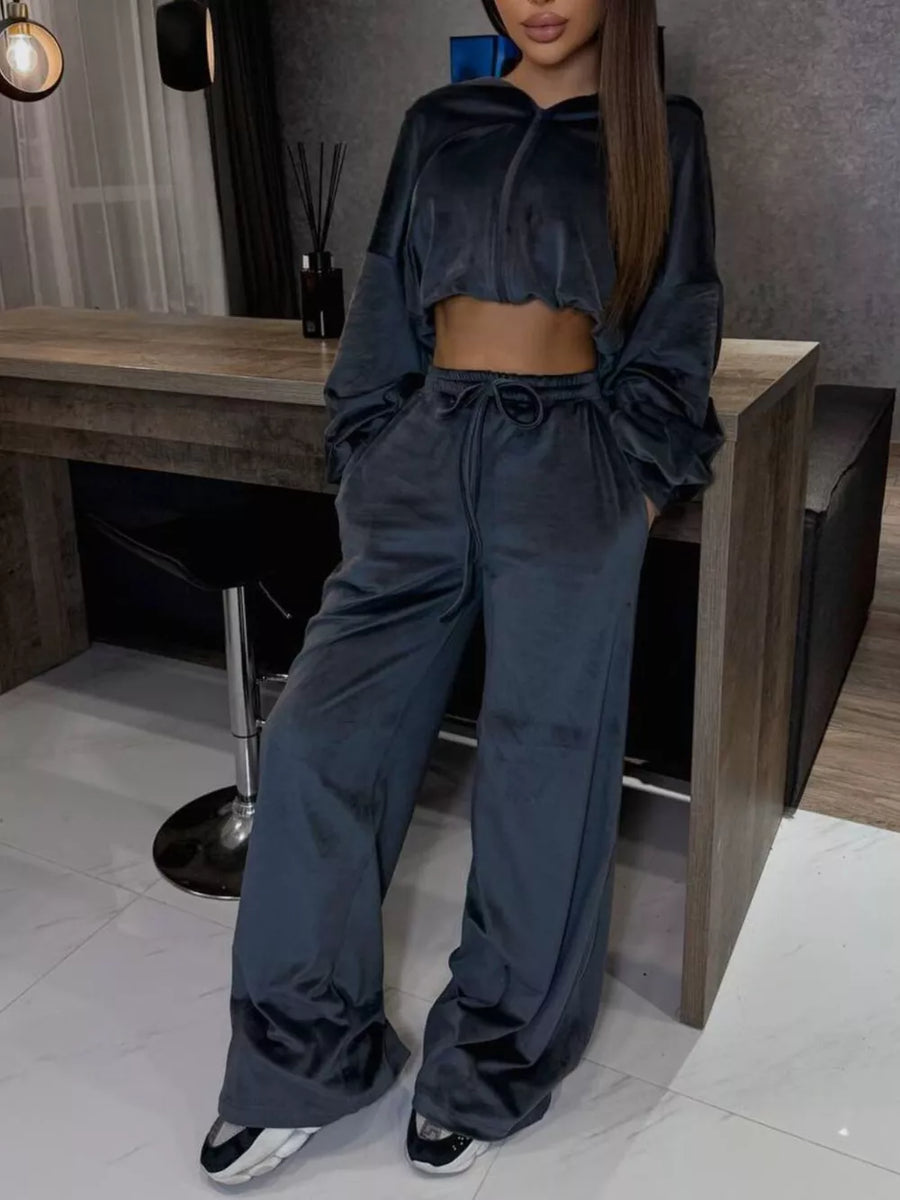 Zip Up Cropped Outerwear And Pants Set in Apricot, view 13