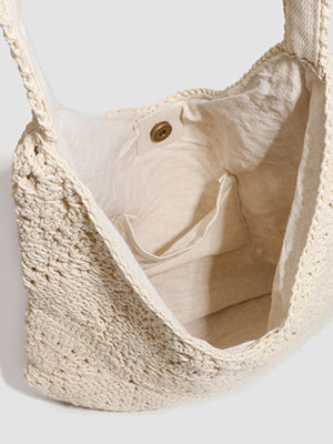 tote featuring crochet in Off-white with Polyester Imported Size &amp texture