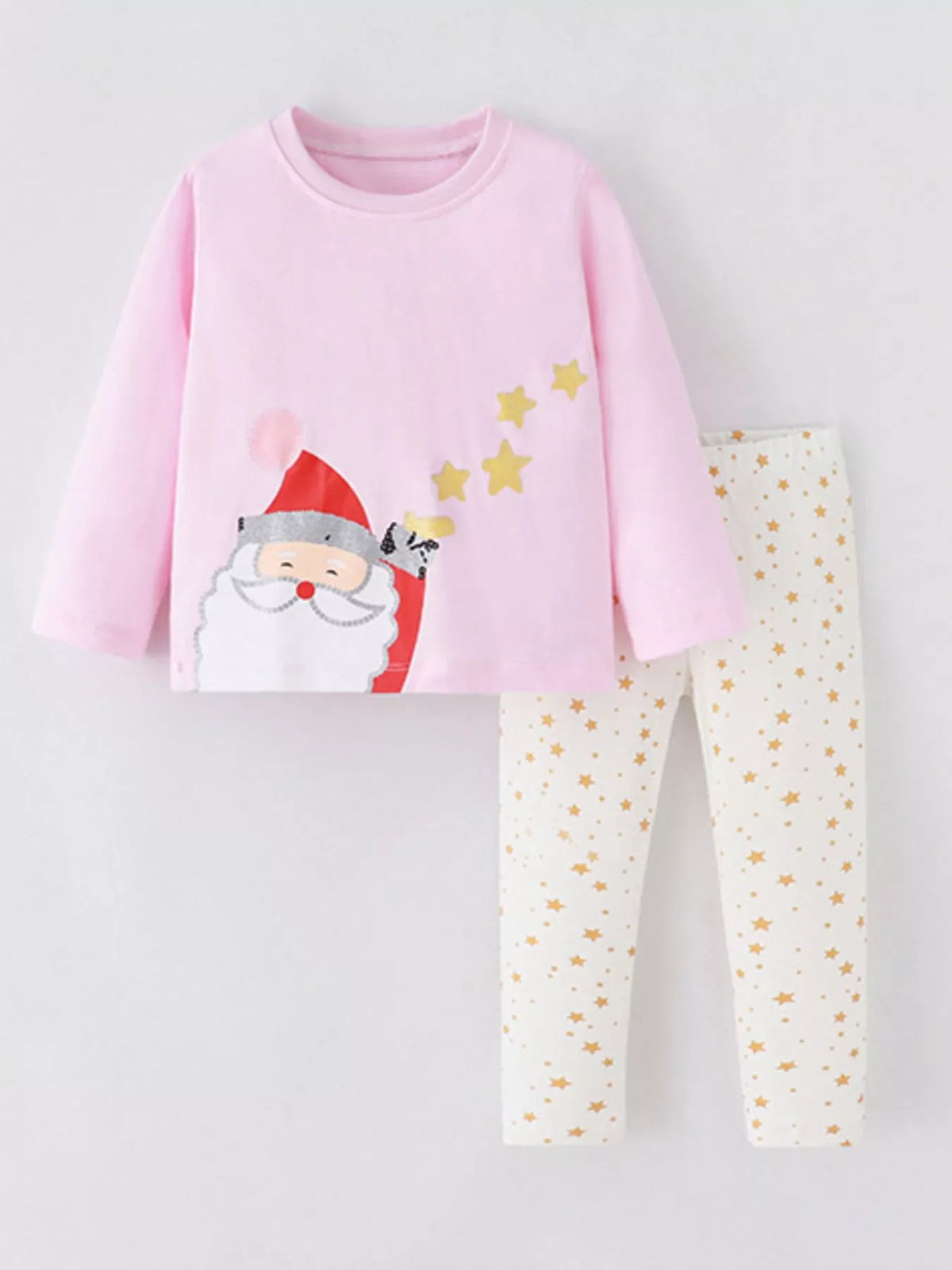 Pink Santa pajama set with star print leggings