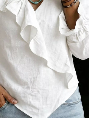 100% polyester Care instructions: Machine wash cold blouse in Navy Blue with relaxed silhouette