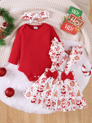 vibrant red bodysuit with novelty print and round neck