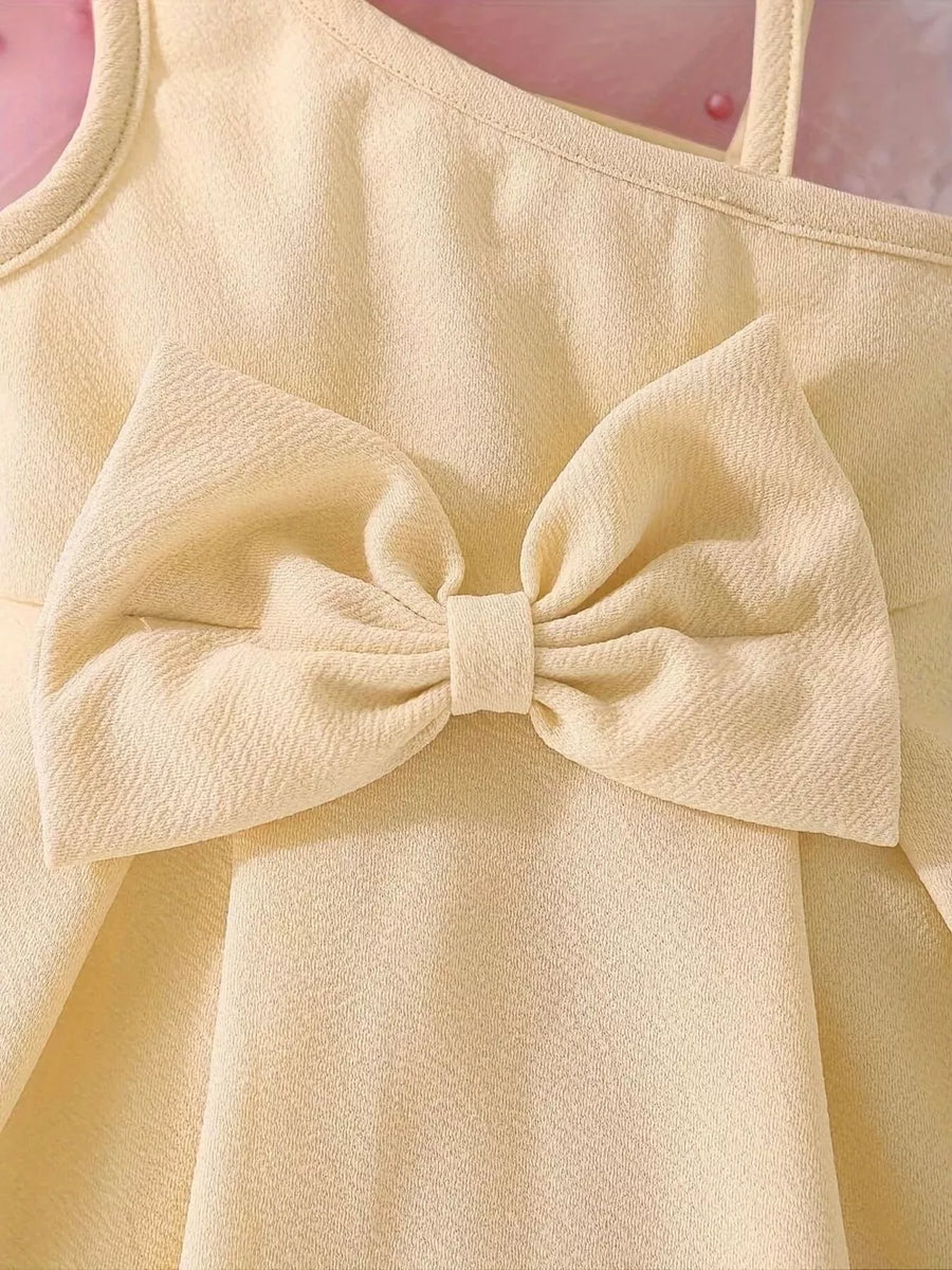 Children's Bow Asymmetrical Shoulder Dress option 3
