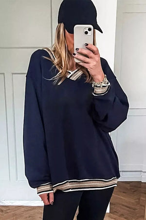 athleisure sweatshirt in white with v-neck