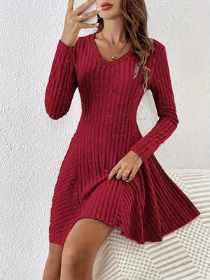 sweater dress in taupe with stretch and mini