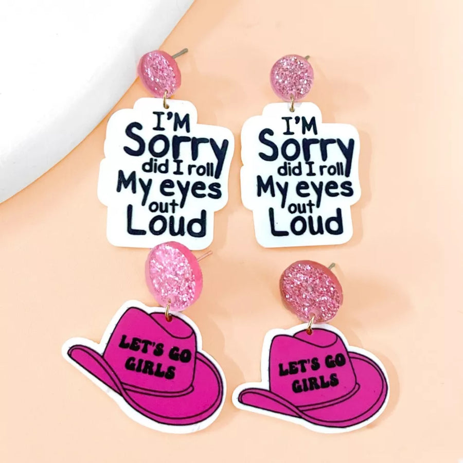 Pink earrings with 2 inches and post-back