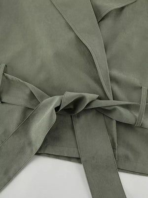 Lapel Collar Belted Cropped Trench option 9