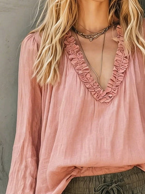 Sky Blue blouse with hip-length and pullover