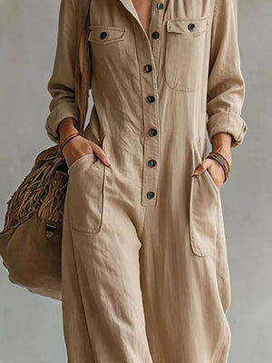bohemian jumpsuit in Green with collared