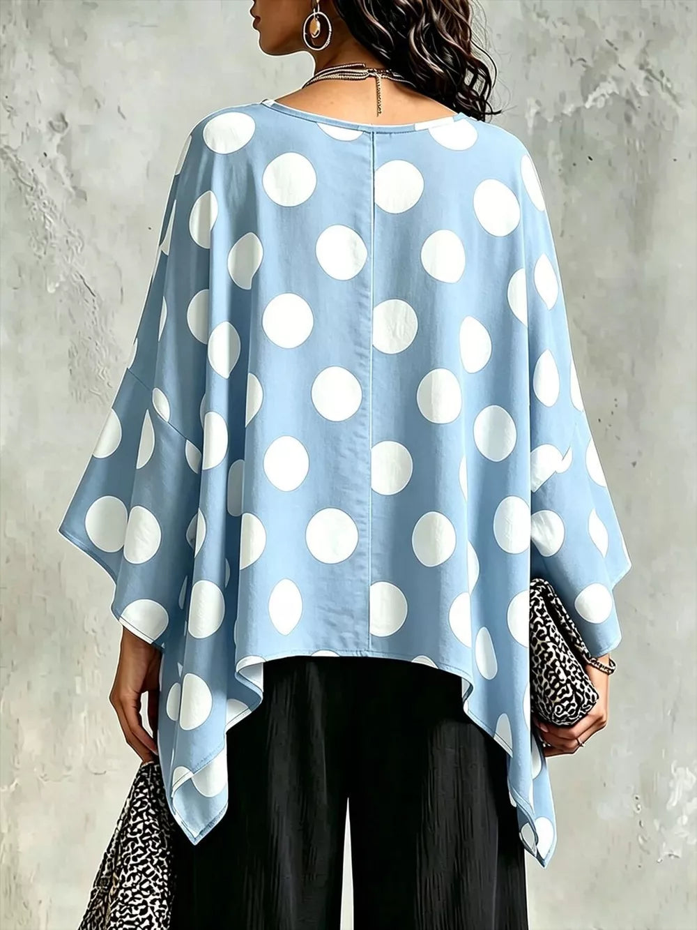 Gold Polka Dot Asymmetrical Hem Blouse