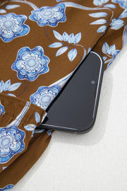 shirt dress in dark brown with ruffled and mini