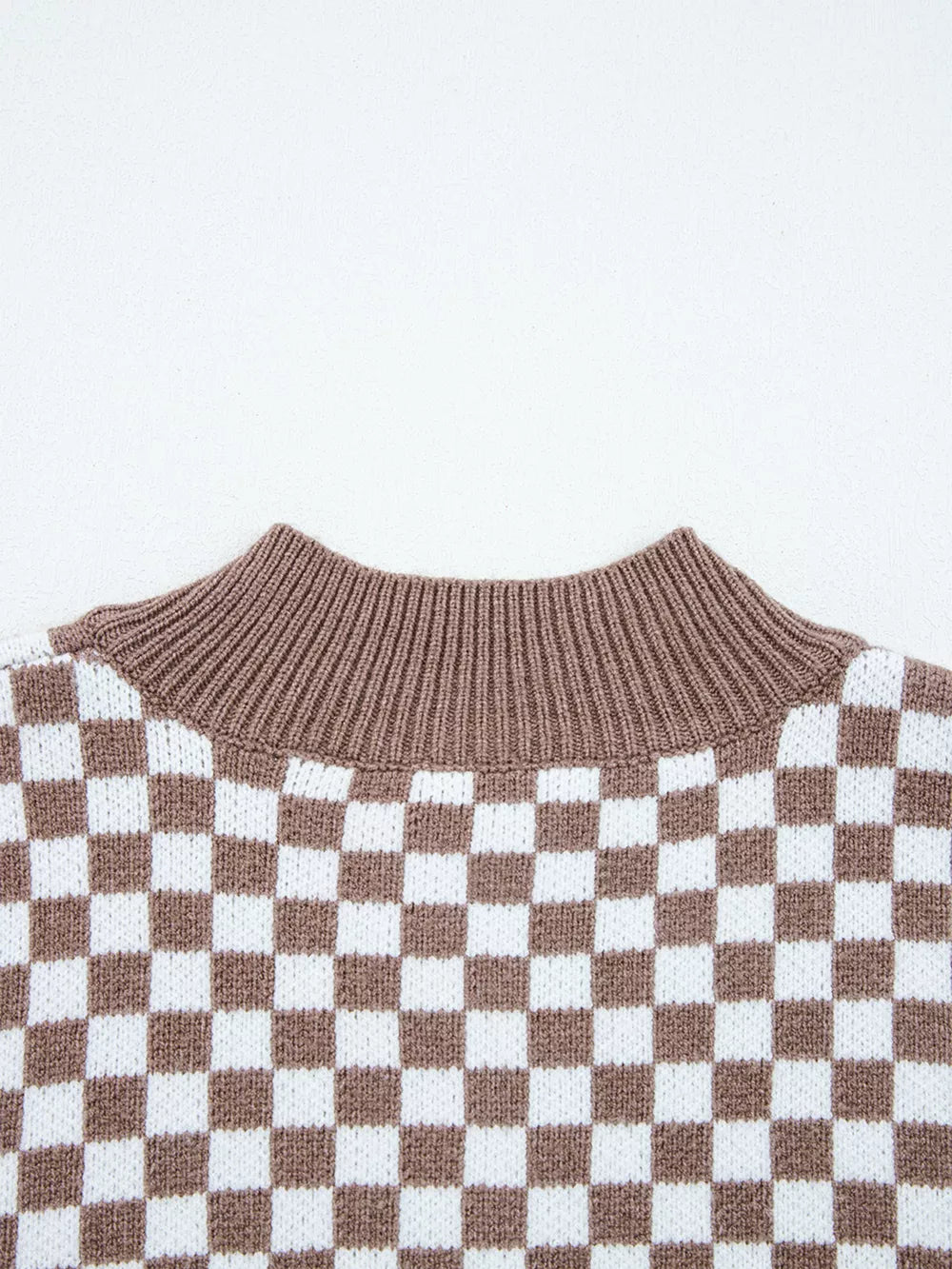 Mocha relaxed pullover sweater with collared