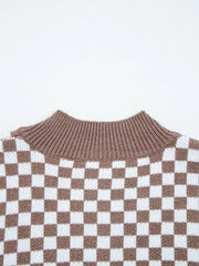 Mocha relaxed pullover sweater with collared